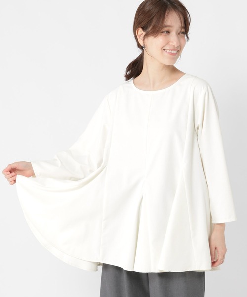 studio CLIP（スタディオクリップ）の「フレアヘムチュニックブラウス《オケージョン2025AW》（シャツ/ブラウス・レディース・ベージュ系その他/オフホワイト/ブラック・FREE）」の9枚目の写真