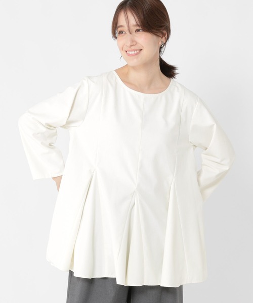 studio CLIP（スタディオクリップ）の「フレアヘムチュニックブラウス《オケージョン2025AW》（シャツ/ブラウス・レディース・ベージュ系その他/オフホワイト/ブラック・FREE）」の10枚目の写真