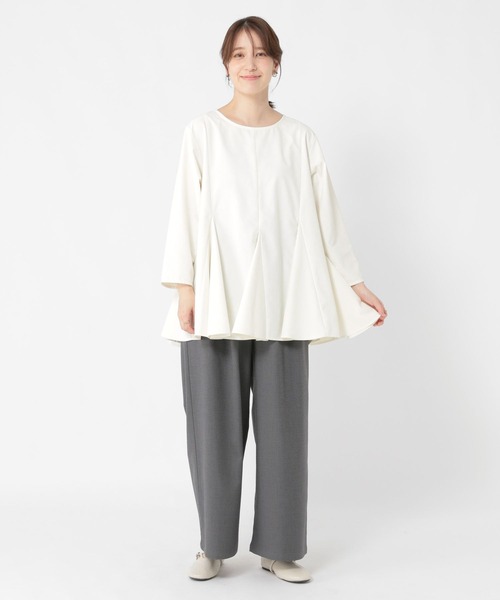 studio CLIP（スタディオクリップ）の「フレアヘムチュニックブラウス《オケージョン2025AW》（シャツ/ブラウス・レディース・ベージュ系その他/オフホワイト/ブラック・FREE）」の11枚目の写真