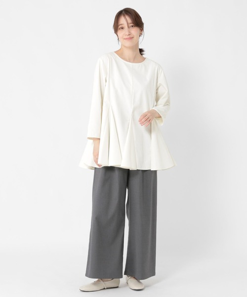 studio CLIP（スタディオクリップ）の「フレアヘムチュニックブラウス《オケージョン2025AW》（シャツ/ブラウス・レディース・ベージュ系その他/オフホワイト/ブラック・FREE）」の12枚目の写真