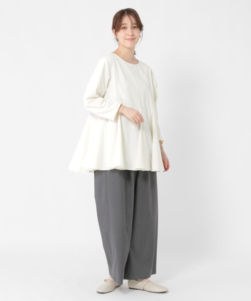 studio CLIP（スタディオクリップ）の「フレアヘムチュニックブラウス《オケージョン2025AW》（シャツ/ブラウス・レディース・ベージュ系その他/オフホワイト/ブラック・FREE）」の13枚目の写真