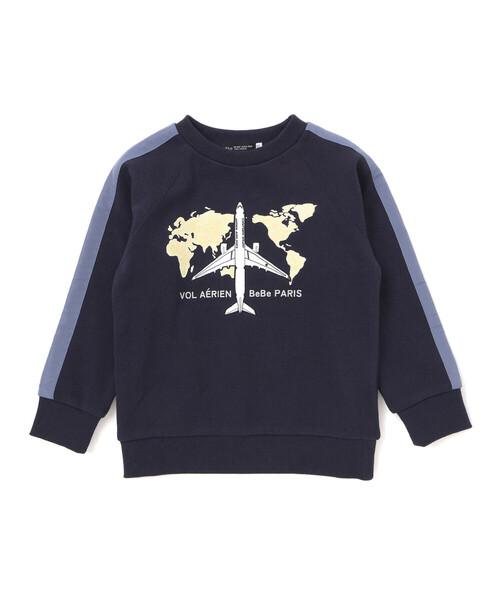 BeBe（ベベ）の「【JALコラボ】飛行機刺しゅう袖切り替えラグラントレーナー（スウェット・キッズ・レッド/ネイビー・130cm/120cm/100cm/110cm）」の11枚目の写真