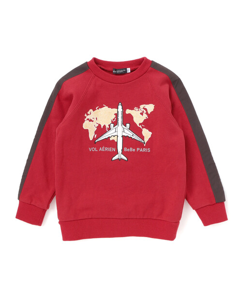 BeBe（ベベ）の「【JALコラボ】飛行機刺しゅう袖切り替えラグラントレーナー（スウェット・キッズ・レッド/ネイビー・130cm/120cm/100cm/110cm）」の14枚目の写真