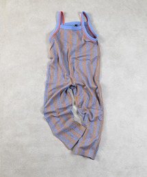 ストライププリーツサロペット イエロー×サックス 【アンプリ】 ストライププリーツサロペット イエロー×サックス 【アンプリ