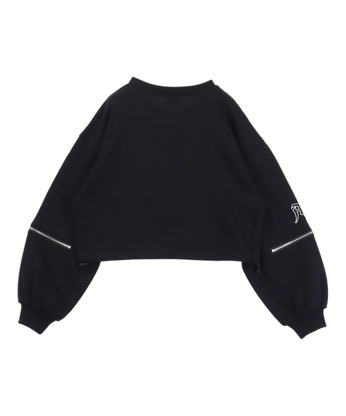 ANAP GiRL(アナップガール)の「デニムワッペン 袖ジップ クロップド スウェット(スウェット・キッズ・ブラック/ライトグレー/レッド・XS/S/M)」の22枚目の写真