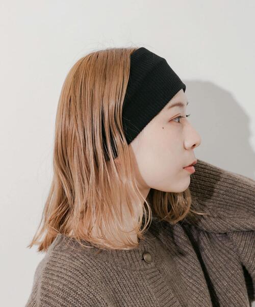 SMELLY(スメリー)の「リブワイドヘアバンド(ヘアバンド・レディース・グレー/ブラック・-)」の3枚目の写真