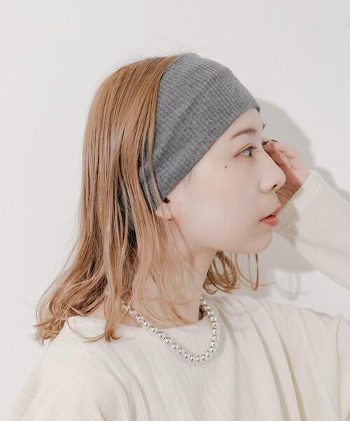 SMELLY(スメリー)の「リブワイドヘアバンド(ヘアバンド・レディース・グレー/ブラック・-)」の9枚目の写真