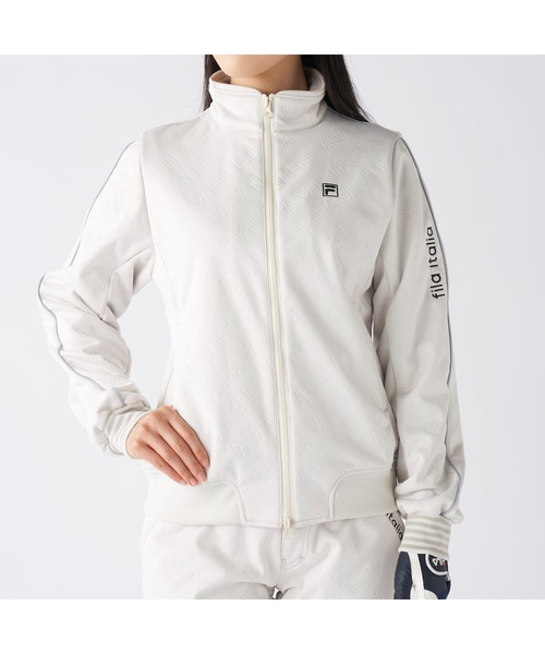 FILA GOLF（フィラゴルフ ）の「FILA GOLF フィラゴルフ ゴルフウェア  ワンポイント ロゴ 防風 保温 ストレッチ キルトボンディングジャケット（ブルゾン・レディース・ブラック/オフホワイト・M/L/LL）」の8枚目の写真