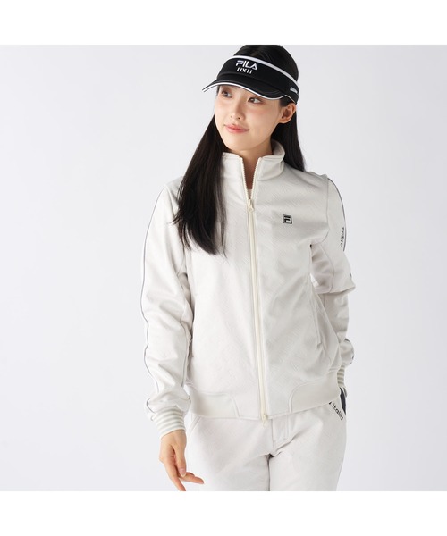 FILA GOLF（フィラゴルフ ）の「FILA GOLF フィラゴルフ ゴルフウェア  ワンポイント ロゴ 防風 保温 ストレッチ キルトボンディングジャケット（ブルゾン・レディース・ブラック/オフホワイト・M/L/LL）」の3枚目の写真