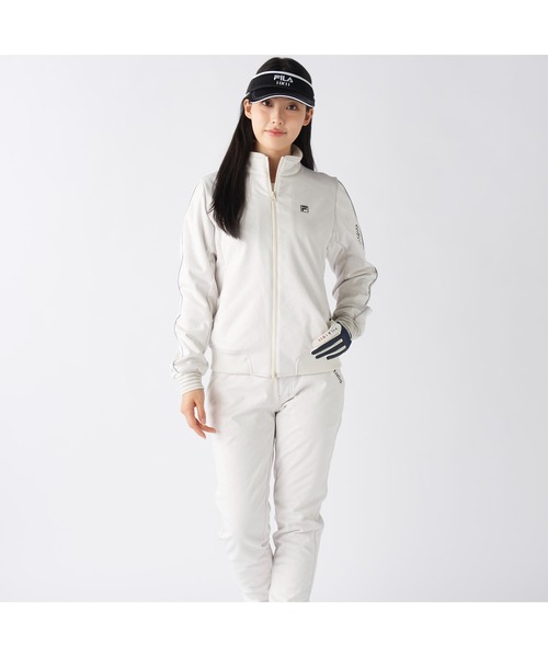 FILA GOLF（フィラゴルフ ）の「FILA GOLF フィラゴルフ ゴルフウェア  ワンポイント ロゴ 防風 保温 ストレッチ キルトボンディングジャケット（ブルゾン・レディース・ブラック/オフホワイト・M/L/LL）」の4枚目の写真