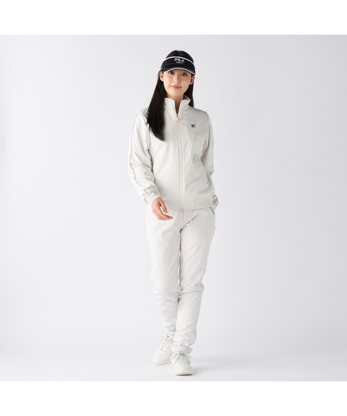 FILA GOLF（フィラゴルフ ）の「FILA GOLF フィラゴルフ ゴルフウェア  ワンポイント ロゴ 防風 保温 ストレッチ キルトボンディングジャケット（ブルゾン・レディース・ブラック/オフホワイト・M/L/LL）」の6枚目の写真