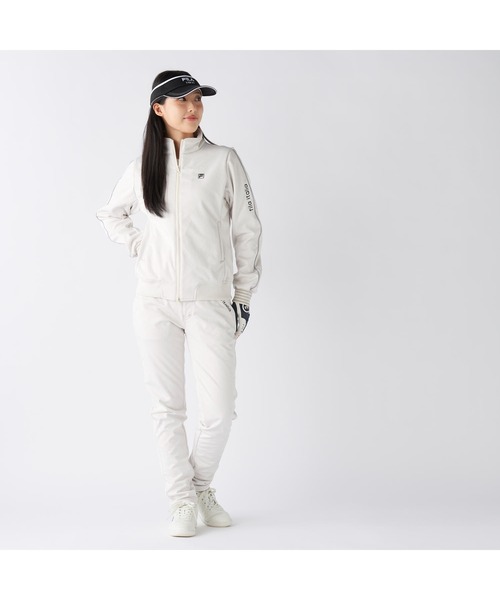 FILA GOLF（フィラゴルフ ）の「FILA GOLF フィラゴルフ ゴルフウェア  ワンポイント ロゴ 防風 保温 ストレッチ キルトボンディングジャケット（ブルゾン・レディース・ブラック/オフホワイト・M/L/LL）」の7枚目の写真