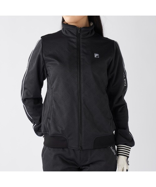 FILA GOLF（フィラゴルフ ）の「FILA GOLF フィラゴルフ ゴルフウェア  ワンポイント ロゴ 防風 保温 ストレッチ キルトボンディングジャケット（ブルゾン・レディース・ブラック/オフホワイト・M/L/LL）」の21枚目の写真
