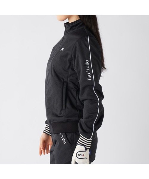 FILA GOLF（フィラゴルフ ）の「FILA GOLF フィラゴルフ ゴルフウェア  ワンポイント ロゴ 防風 保温 ストレッチ キルトボンディングジャケット（ブルゾン・レディース・ブラック/オフホワイト・M/L/LL）」の22枚目の写真