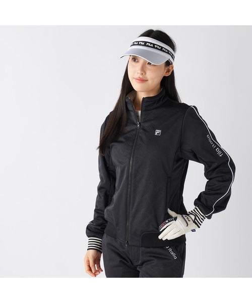 FILA GOLF（フィラゴルフ ）の「FILA GOLF フィラゴルフ ゴルフウェア  ワンポイント ロゴ 防風 保温 ストレッチ キルトボンディングジャケット（ブルゾン・レディース・ブラック/オフホワイト・M/L/LL）」の16枚目の写真