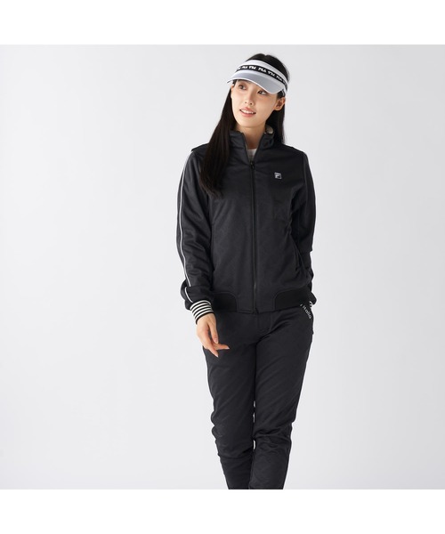 FILA GOLF（フィラゴルフ ）の「FILA GOLF フィラゴルフ ゴルフウェア  ワンポイント ロゴ 防風 保温 ストレッチ キルトボンディングジャケット（ブルゾン・レディース・ブラック/オフホワイト・M/L/LL）」の17枚目の写真