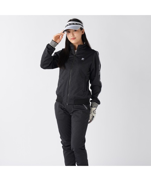FILA GOLF（フィラゴルフ ）の「FILA GOLF フィラゴルフ ゴルフウェア  ワンポイント ロゴ 防風 保温 ストレッチ キルトボンディングジャケット（ブルゾン・レディース・ブラック/オフホワイト・M/L/LL）」の18枚目の写真