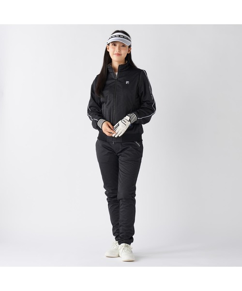 FILA GOLF（フィラゴルフ ）の「FILA GOLF フィラゴルフ ゴルフウェア  ワンポイント ロゴ 防風 保温 ストレッチ キルトボンディングジャケット（ブルゾン・レディース・ブラック/オフホワイト・M/L/LL）」の19枚目の写真