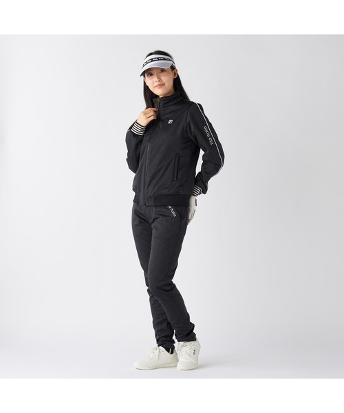 FILA GOLF（フィラゴルフ ）の「FILA GOLF フィラゴルフ ゴルフウェア  ワンポイント ロゴ 防風 保温 ストレッチ キルトボンディングジャケット（ブルゾン・レディース・ブラック/オフホワイト・M/L/LL）」の20枚目の写真