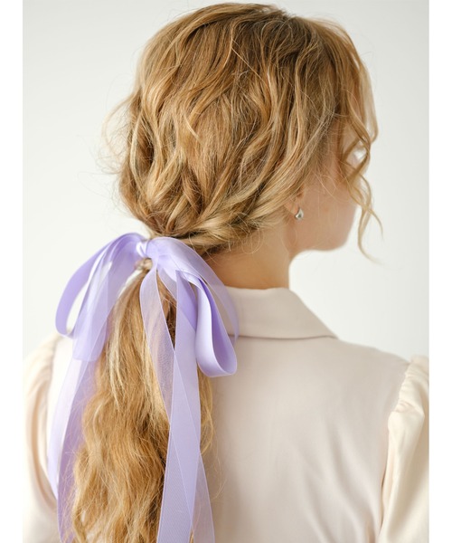 オーガンジーリボンヘアゴム heart lemon soda セール】シャララ オーガンジー ロングリボン ヘアゴム（ヘアゴム