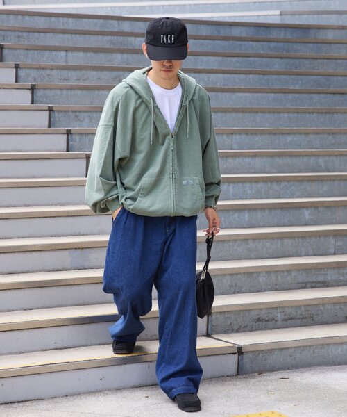 Franklin Climbing（フランクリンクライミング）の「【Franklin Climbing】ユニセックスビンテージスウェットジップフーディー（パーカー・メンズ・オリーブ/チャコールグレー/ライトグレー・MEDIUM/LARGE）」の18枚目の写真