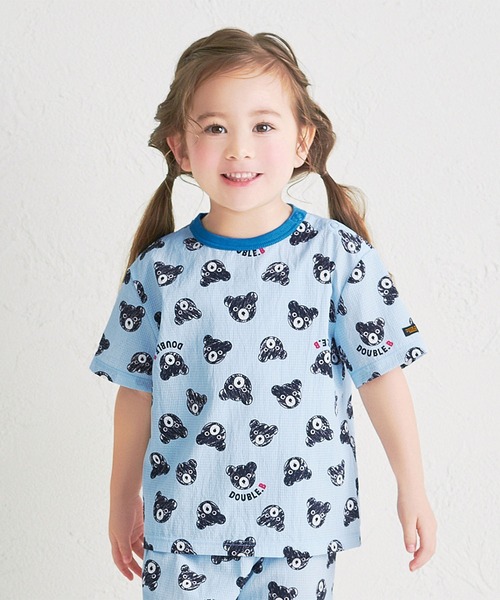 DOUBLE_B(ダブルビー)の「イエナカ総柄半袖Tシャツ(Tシャツ/カットソー・キッズ・ネイビー/オレンジ/ホワイト×ブラック/サックスブルー・80cm/90cm/100cm/110cm/120cm/130cm)」の3枚目の写真