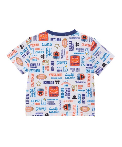 DOUBLE_B(ダブルビー)の「イエナカ総柄半袖Tシャツ(Tシャツ/カットソー・キッズ・ネイビー/オレンジ/ホワイト×ブラック/サックスブルー・80cm/90cm/100cm/110cm/120cm/130cm)」の11枚目の写真