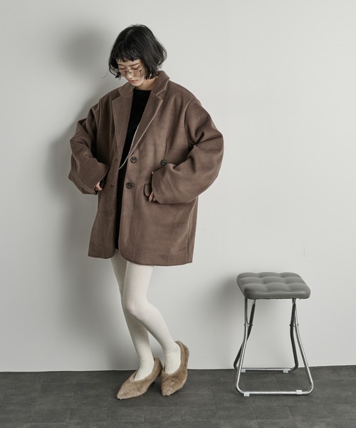 セール】ウールライクダディジャケットコート（チェスターコート