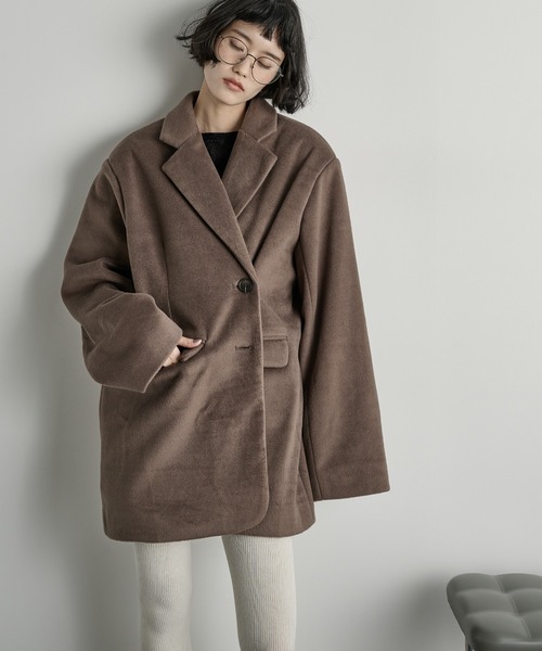 オーバーサイズ 変形 ウール taste チェスターコート y2k ARMY ウールライクダディジャケットコート（チェスターコート）｜THE YOn