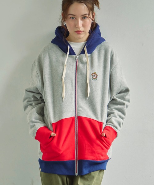 Duckster/ダックスター OJISAN刺繍マルチカラーフルジップパーカー