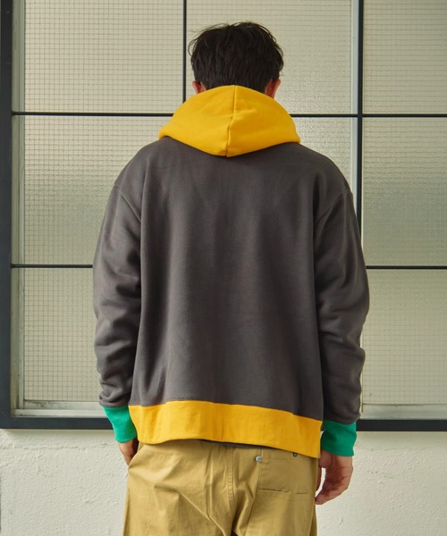 グレーとイエローのジッパーパーカー グレー ジッパーパーカー 蛍光イエロー紐 13L - メルカリ