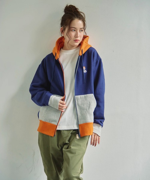 Duckster/ダックスター OJISAN刺繍マルチカラーフルジップパーカー