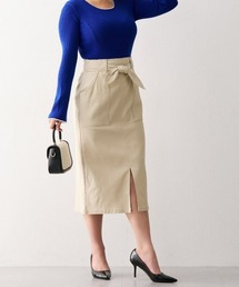 Nissen glamor | 【グラマーヒップ対応】ストレッチタイトスカート（リボンベルト付）(スカート)