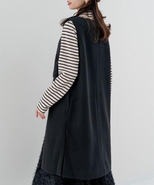 refinedworks（リファインドワークス）の「【refinedworks】きれいめ派 の方にオススメしたい ファー付きジレ！（ベスト・レディース・グレイッシュベージュ/ブラック・FREE）」の10枚目の写真