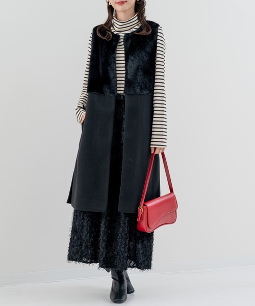 refinedworks（リファインドワークス）の「【refinedworks】きれいめ派 の方にオススメしたい ファー付きジレ！（ベスト・レディース・グレイッシュベージュ/ブラック・FREE）」の19枚目の写真