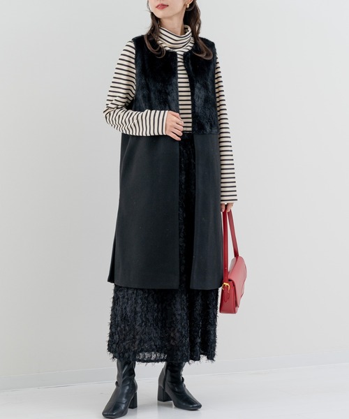 refinedworks（リファインドワークス）の「【refinedworks】きれいめ派 の方にオススメしたい ファー付きジレ！（ベスト・レディース・グレイッシュベージュ/ブラック・FREE）」の20枚目の写真