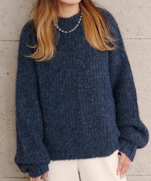 aquagarage(アクアガレージ)の「アルパカ風ニットトップス(ニット/セーター・レディース・ブラウン/ネイビー/チャコール・M)」の9枚目の写真