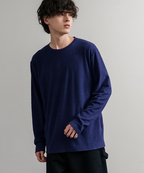 Rocky Monroe（ロッキーモンロー）の「ストレッチフリースクルーネック長袖Tシャツ（Tシャツ/カットソー・メンズ・チャコール/ネイビー/オフホワイト/ブラック/ワイン/カーキ・M/L/LL）」の5枚目の写真