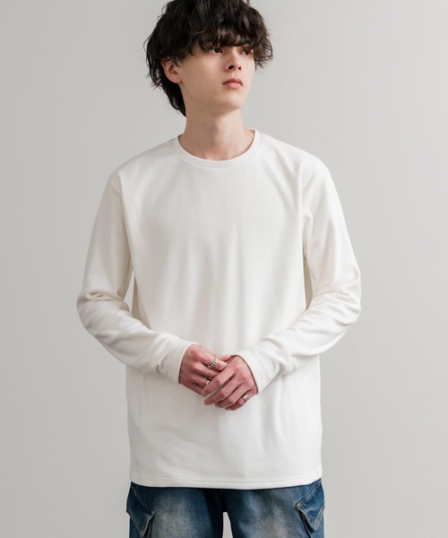 Rocky Monroe（ロッキーモンロー）の「ストレッチフリースクルーネック長袖Tシャツ（Tシャツ/カットソー・メンズ・チャコール/ネイビー/オフホワイト/ブラック/ワイン/カーキ・M/L/LL）」の2枚目の写真