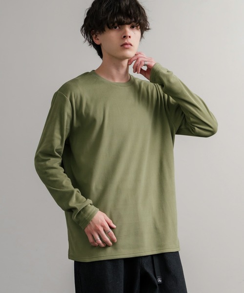 Rocky Monroe（ロッキーモンロー）の「ストレッチフリースクルーネック長袖Tシャツ（Tシャツ/カットソー・メンズ・チャコール/ネイビー/オフホワイト/ブラック/ワイン/カーキ・M/L/LL）」の4枚目の写真