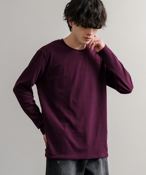 Rocky Monroe（ロッキーモンロー）の「ストレッチフリースクルーネック長袖Tシャツ（Tシャツ/カットソー・メンズ・チャコール/ネイビー/オフホワイト/ブラック/ワイン/カーキ・M/L/LL）」の6枚目の写真