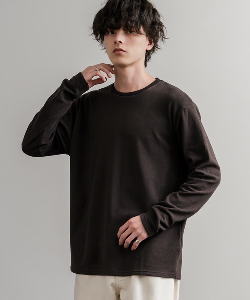 Rocky Monroe（ロッキーモンロー）の「ストレッチフリースクルーネック長袖Tシャツ（Tシャツ/カットソー・メンズ・チャコール/ネイビー/オフホワイト/ブラック/ワイン/カーキ・M/L/LL）」の3枚目の写真