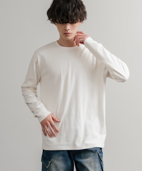 Rocky Monroe（ロッキーモンロー）の「ストレッチフリースクルーネック長袖Tシャツ（Tシャツ/カットソー・メンズ・チャコール/ネイビー/オフホワイト/ブラック/ワイン/カーキ・M/L/LL）」の7枚目の写真