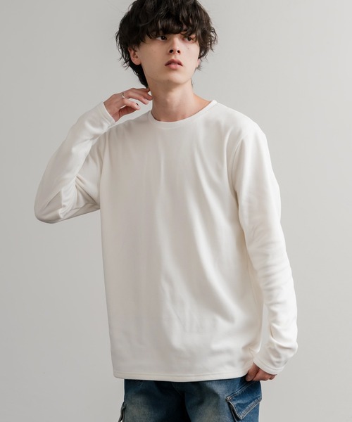 Rocky Monroe（ロッキーモンロー）の「ストレッチフリースクルーネック長袖Tシャツ（Tシャツ/カットソー・メンズ・チャコール/ネイビー/オフホワイト/ブラック/ワイン/カーキ・M/L/LL）」の8枚目の写真