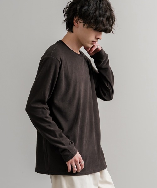 Rocky Monroe（ロッキーモンロー）の「ストレッチフリースクルーネック長袖Tシャツ（Tシャツ/カットソー・メンズ・チャコール/ネイビー/オフホワイト/ブラック/ワイン/カーキ・M/L/LL）」の15枚目の写真