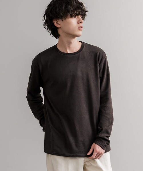 Rocky Monroe（ロッキーモンロー）の「ストレッチフリースクルーネック長袖Tシャツ（Tシャツ/カットソー・メンズ・チャコール/ネイビー/オフホワイト/ブラック/ワイン/カーキ・M/L/LL）」の16枚目の写真