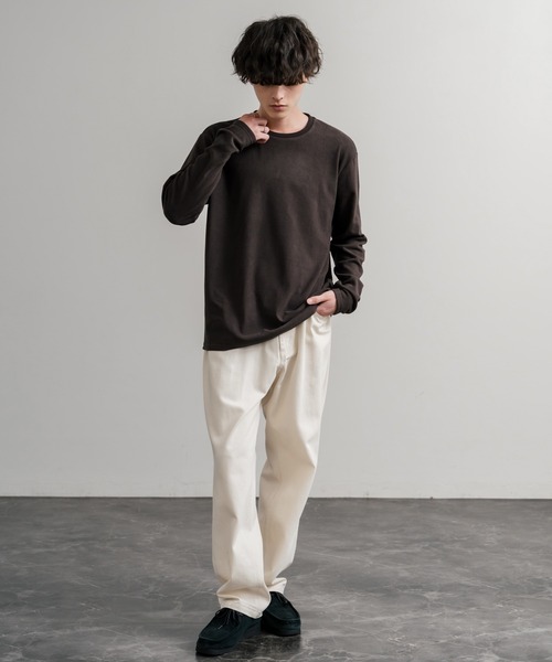 Rocky Monroe（ロッキーモンロー）の「ストレッチフリースクルーネック長袖Tシャツ（Tシャツ/カットソー・メンズ・チャコール/ネイビー/オフホワイト/ブラック/ワイン/カーキ・M/L/LL）」の17枚目の写真