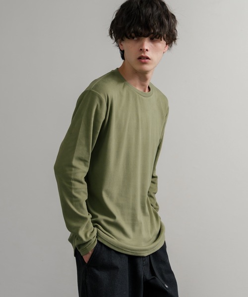 Rocky Monroe（ロッキーモンロー）の「ストレッチフリースクルーネック長袖Tシャツ（Tシャツ/カットソー・メンズ・チャコール/ネイビー/オフホワイト/ブラック/ワイン/カーキ・M/L/LL）」の20枚目の写真