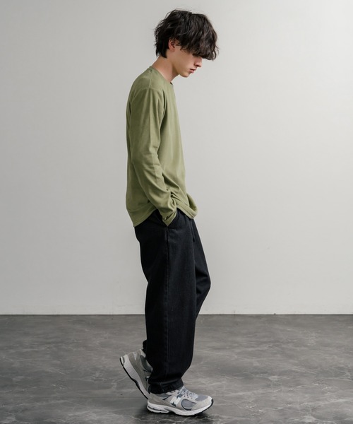 Rocky Monroe（ロッキーモンロー）の「ストレッチフリースクルーネック長袖Tシャツ（Tシャツ/カットソー・メンズ・チャコール/ネイビー/オフホワイト/ブラック/ワイン/カーキ・M/L/LL）」の22枚目の写真