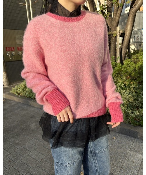 LE CIEL BLEU ピンク ニット LE CIEL BLEU（ルシェルブルー）の「【WEB限定】テープディティール